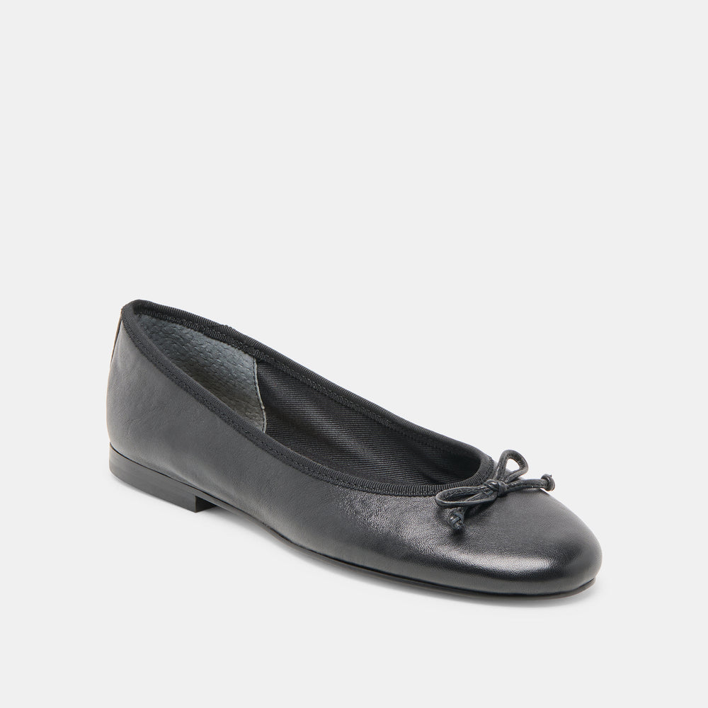 Ritla Wide Black Leather Ballet Flats / Dolce Vita