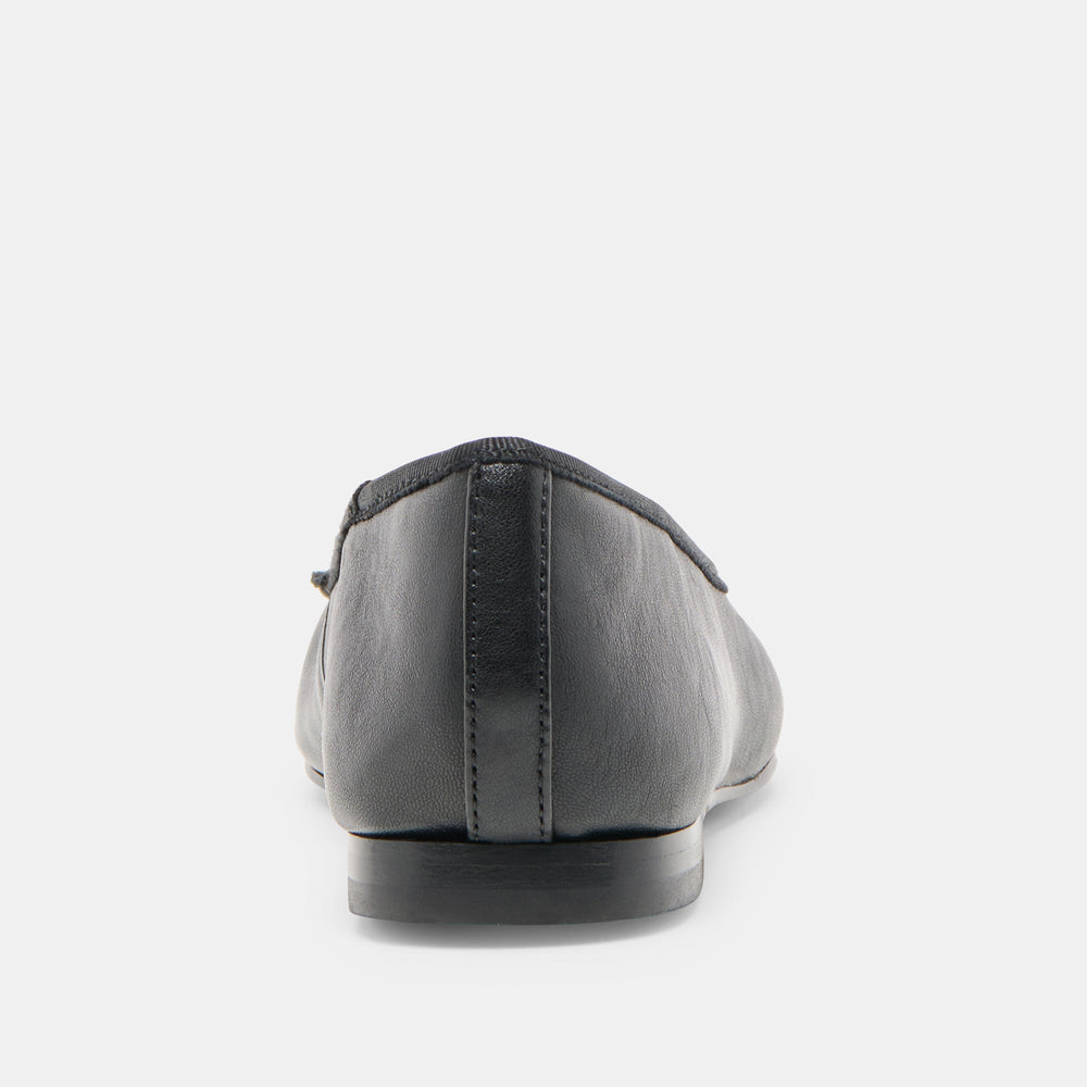 Ritla Wide Black Leather Ballet Flats / Dolce Vita