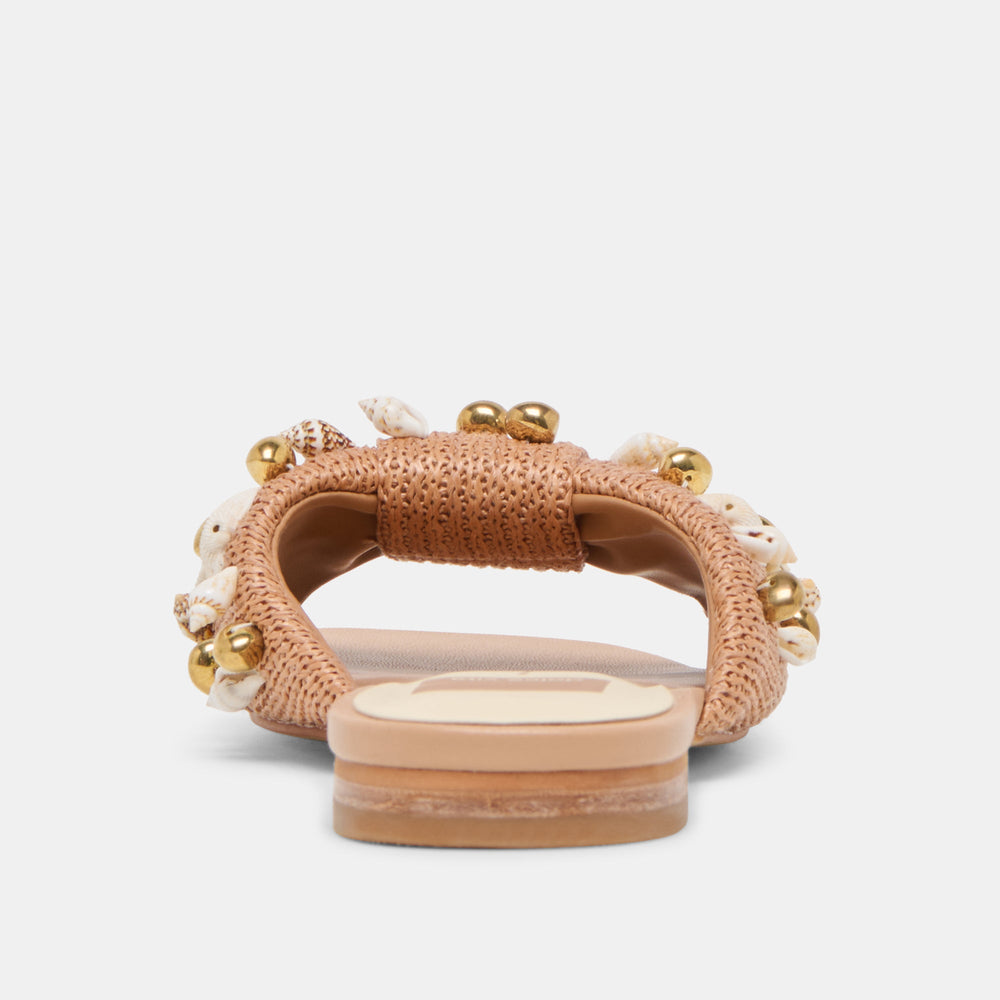 Lizza Toffee Beaded Raffia Sandals / Dolce Vita