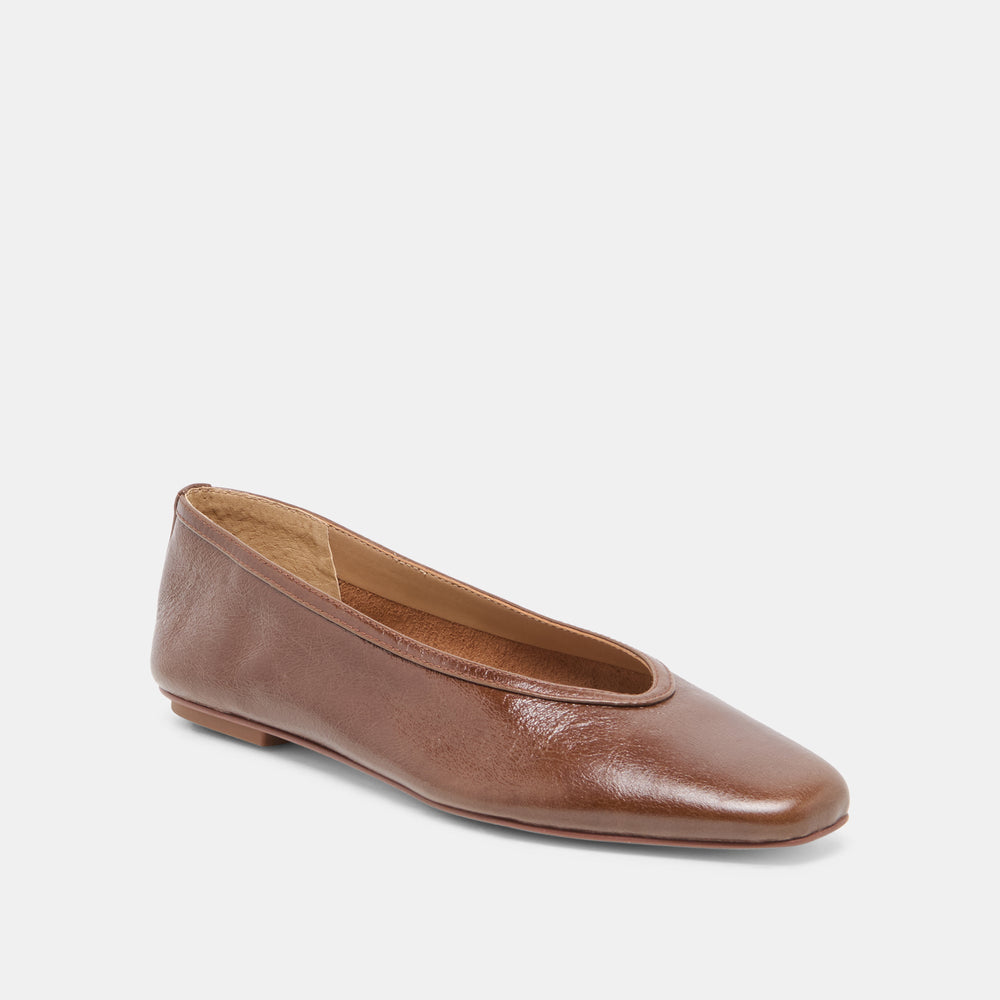 CARET Russet Leather Pointed-Toe Ballet Flats / Dolce Vita