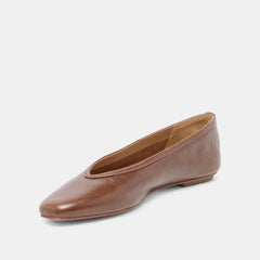 CARET Russet Leather Pointed-Toe Ballet Flats / Dolce Vita