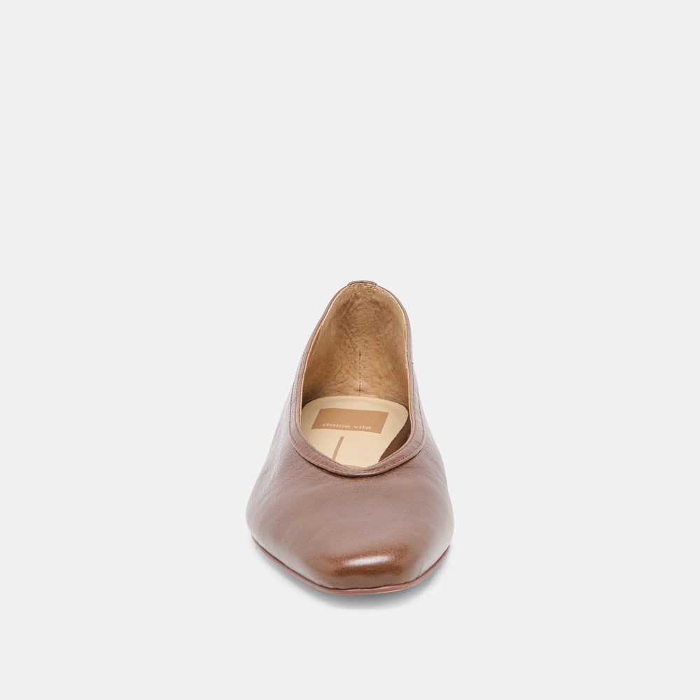 CARET Russet Leather Pointed-Toe Ballet Flats / Dolce Vita