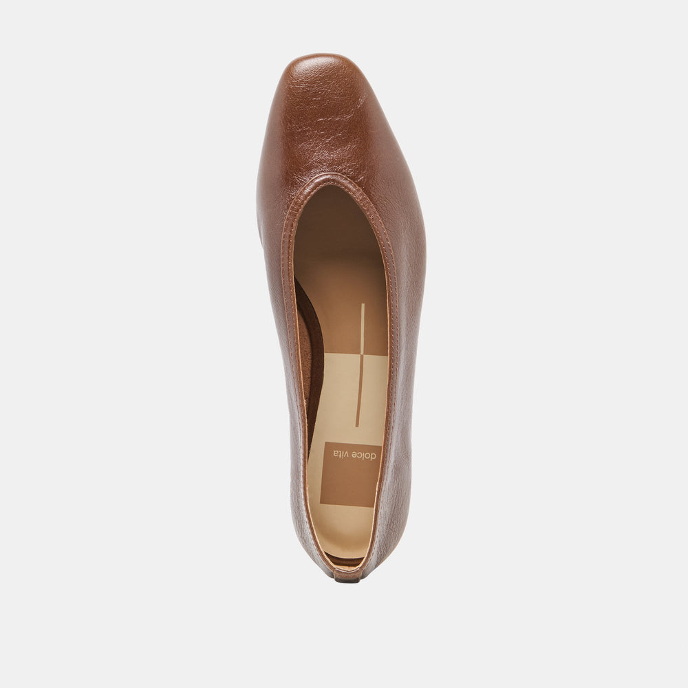 CARET Russet Leather Pointed-Toe Ballet Flats / Dolce Vita