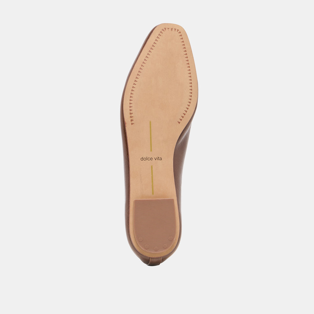 CARET Russet Leather Pointed-Toe Ballet Flats / Dolce Vita
