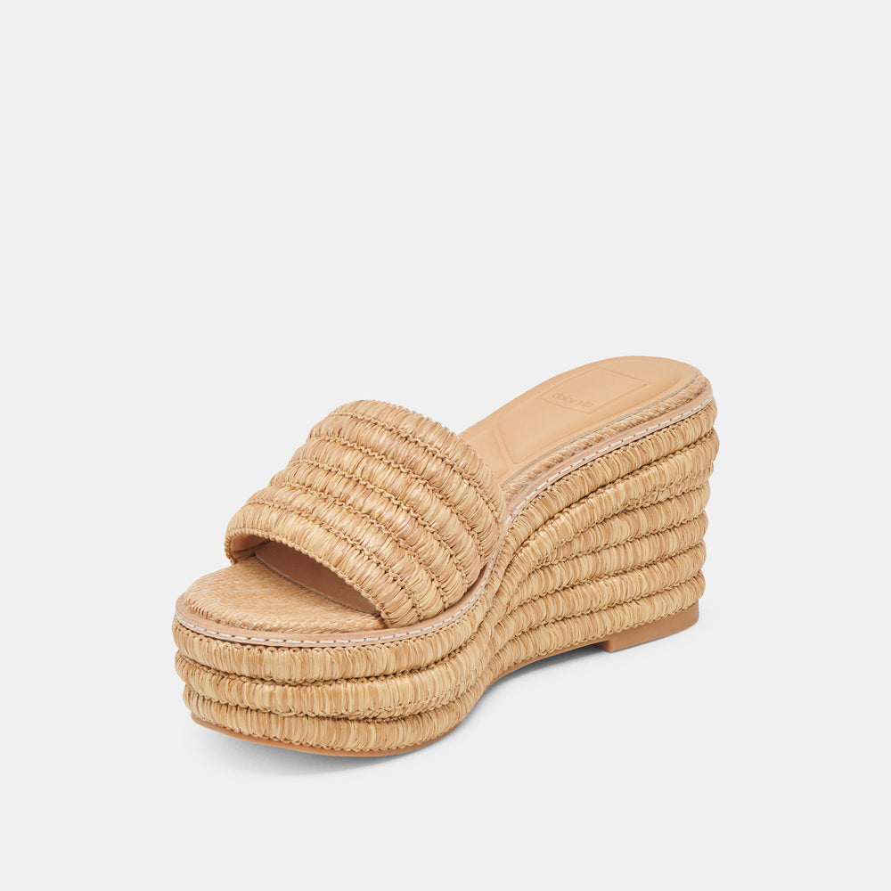 Throne Wide Lt Natural Raffia Wedges / Dolce Vita