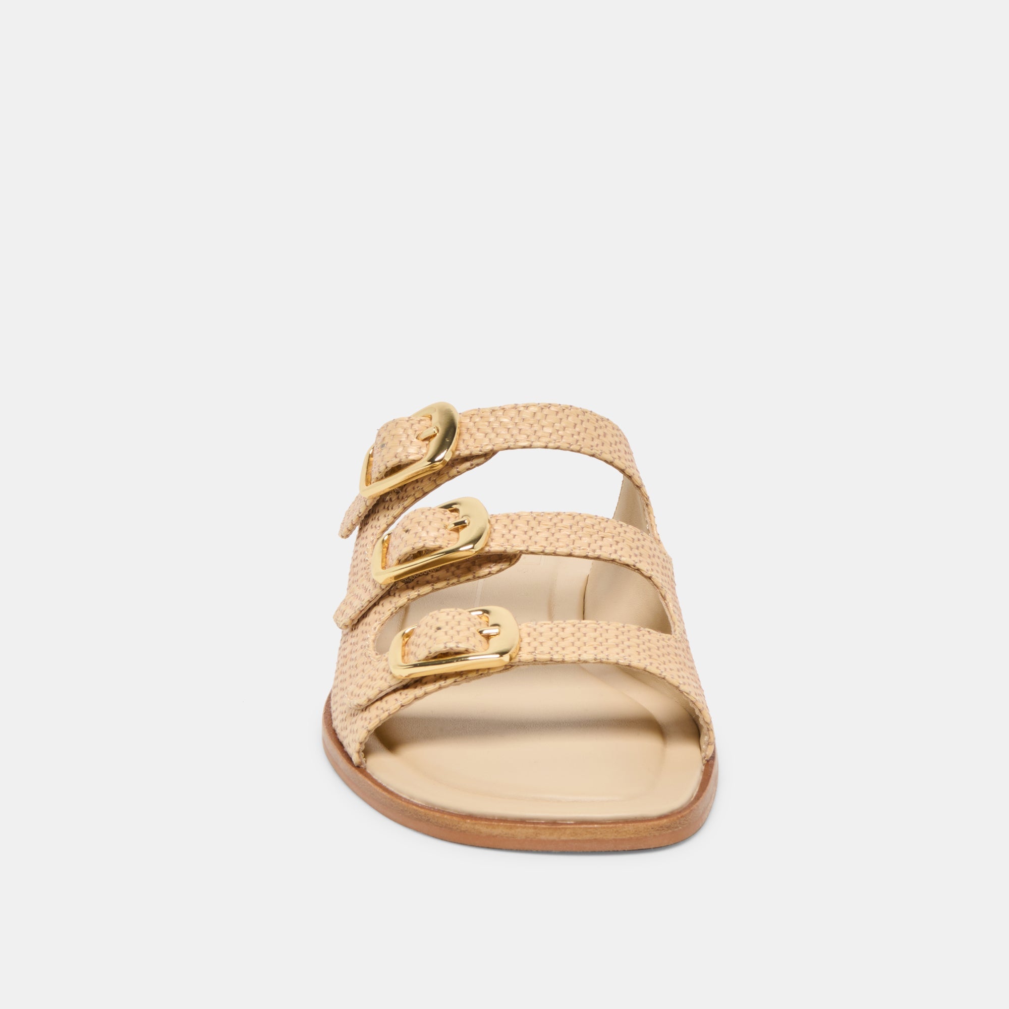 FIN Sand Raffia Open-Toe Slide Sandals / Dolce Vita