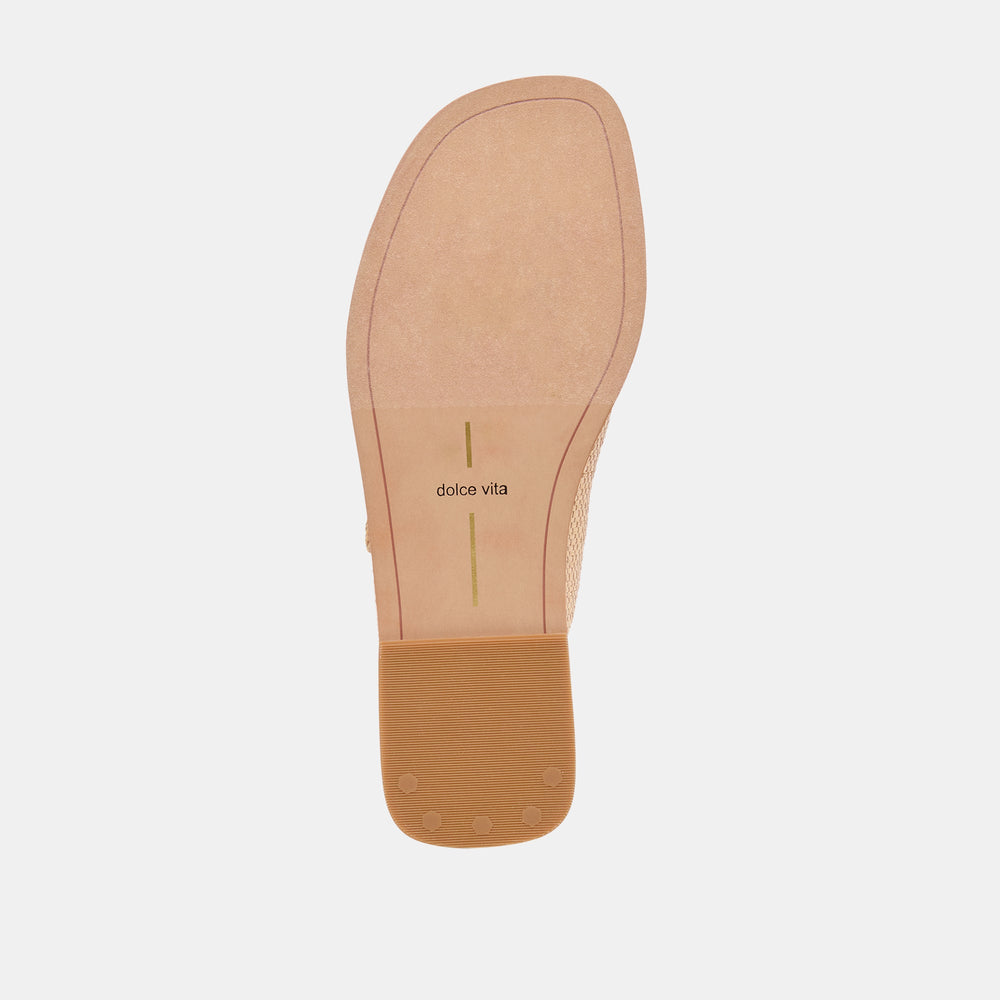 FIN Sand Raffia Open-Toe Slide Sandals / Dolce Vita