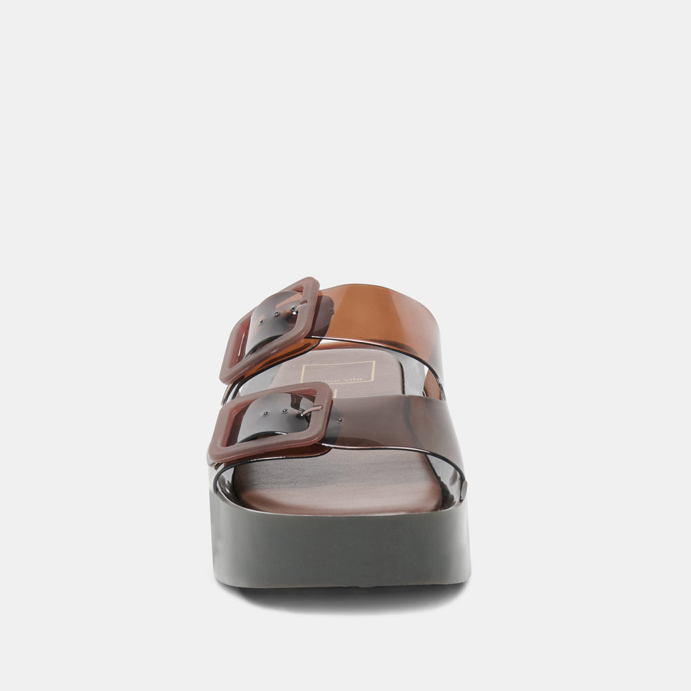 JULIO X Chocolate Vinyl Jelly Platform Sandals / Dolce Vita
