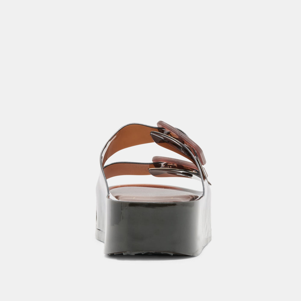 JULIO X Chocolate Vinyl Jelly Platform Sandals / Dolce Vita