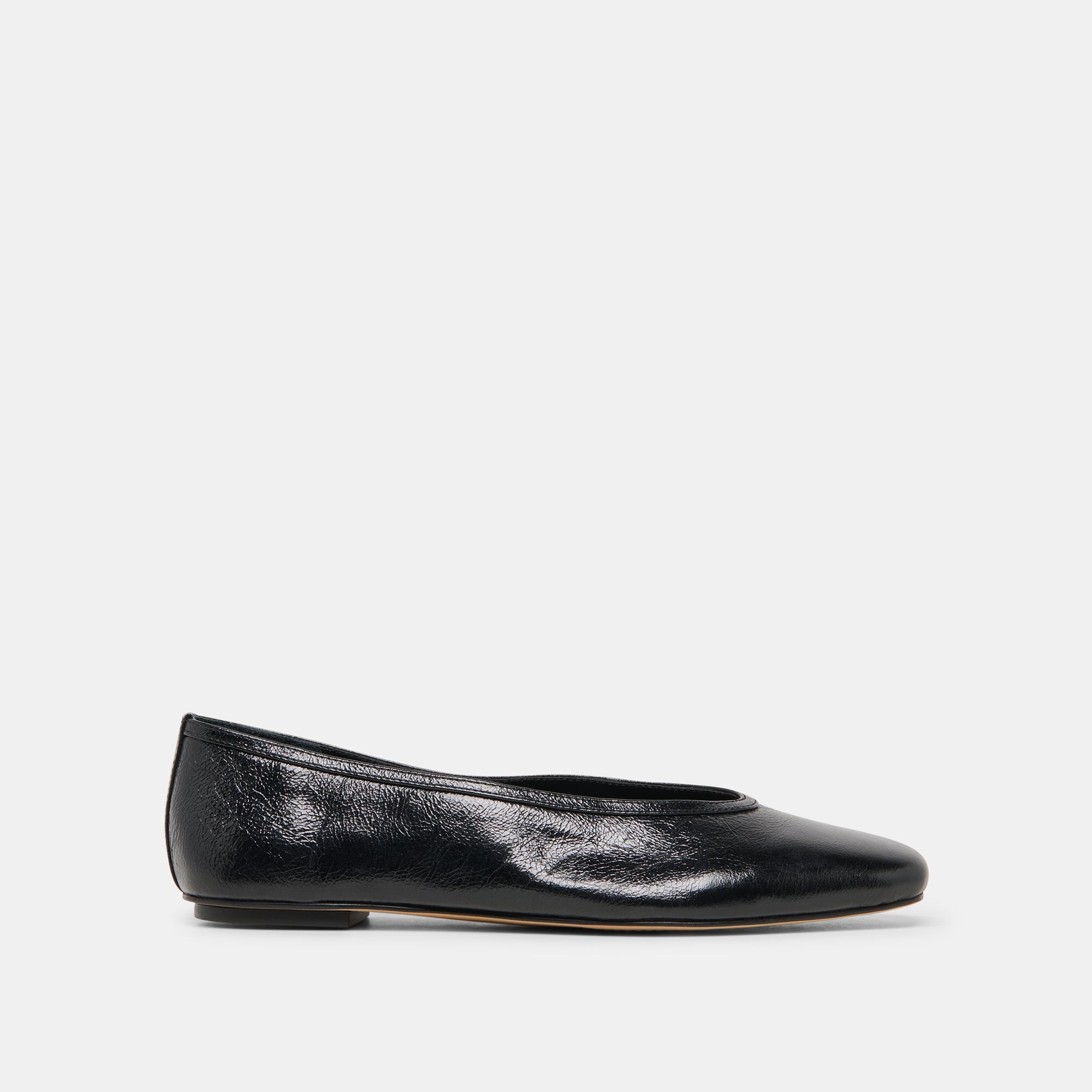 CARET Black Leather Pointed-Toe Ballet Flats / Dolce Vita
