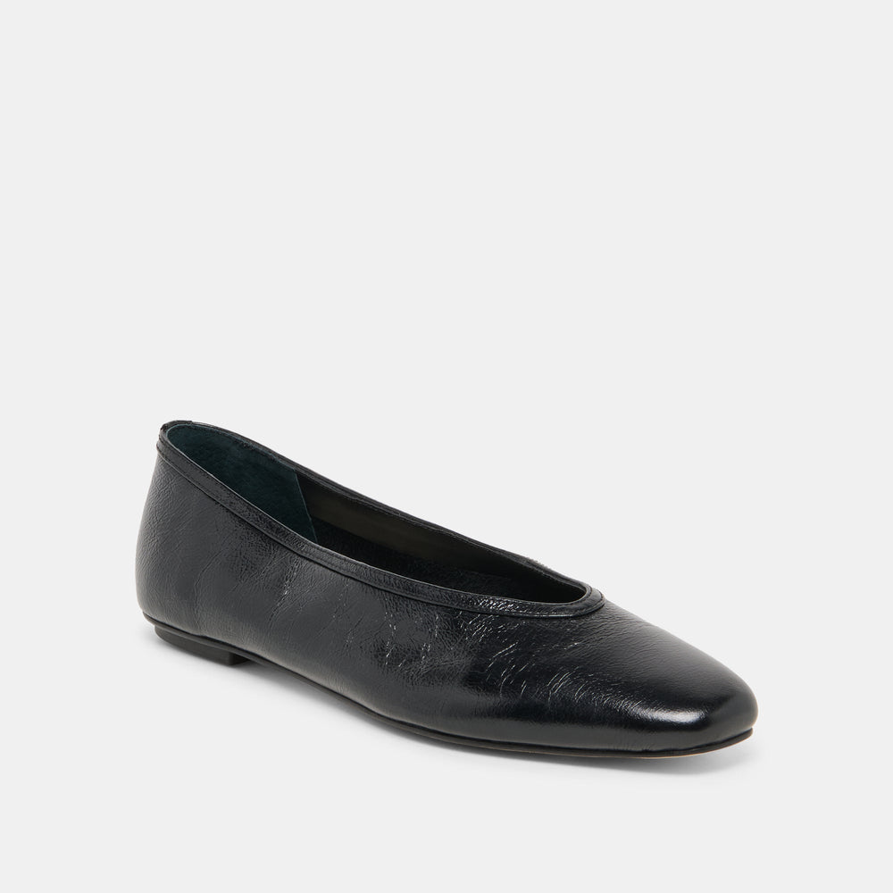 CARET Black Leather Pointed-Toe Ballet Flats / Dolce Vita