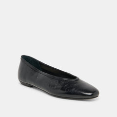 CARET Black Leather Pointed-Toe Ballet Flats / Dolce Vita