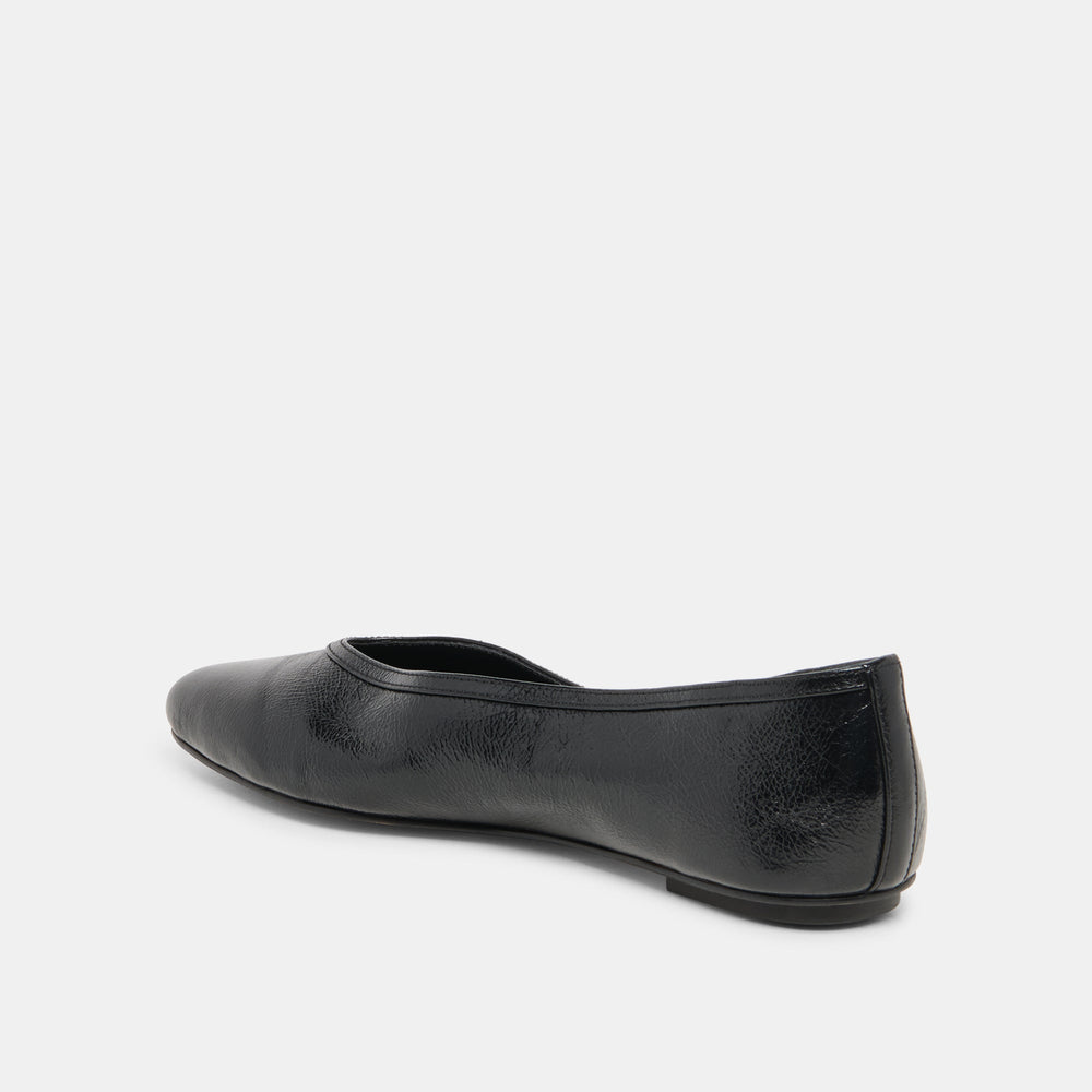 CARET Black Leather Pointed-Toe Ballet Flats / Dolce Vita
