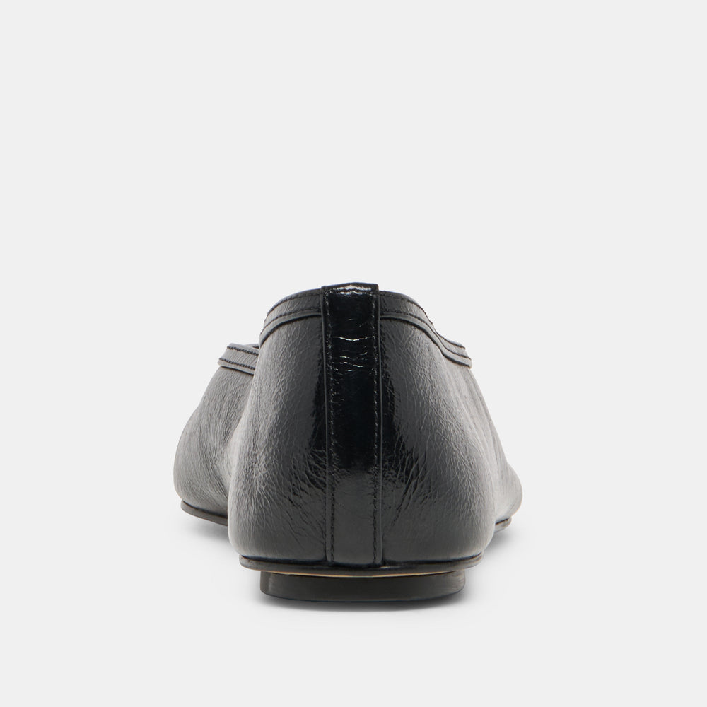 CARET Black Leather Pointed-Toe Ballet Flats / Dolce Vita