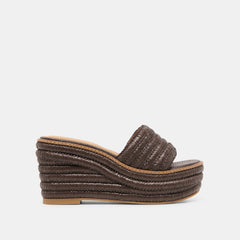 Throne Wide Chocolate Raffia Wedges / Dolce Vita