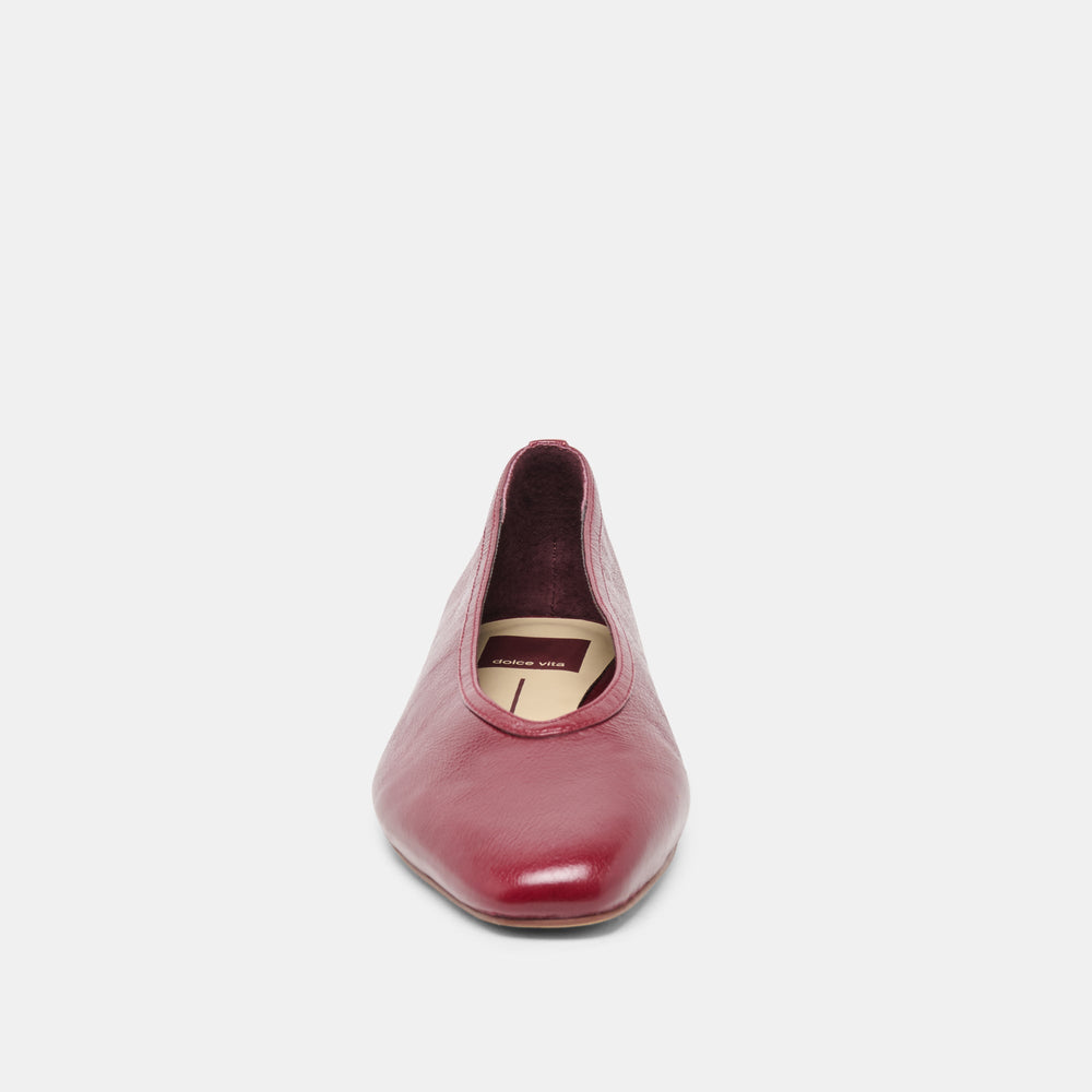 CARET Garnet Leather Pointed-Toe Ballet Flats / Dolce Vita
