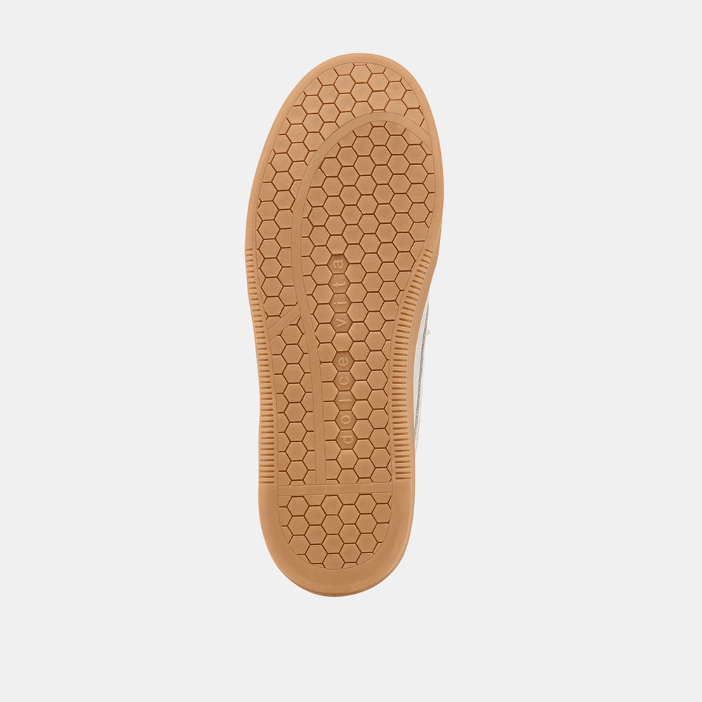 Notice Slide Plush Off White Crackled Leather Sneakers / Dolce Vita