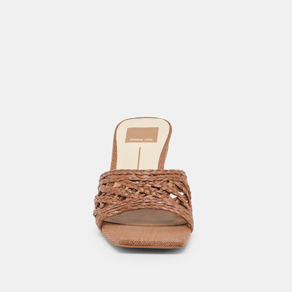 Bowen Cognac Raffia Heels / Dolce Vita
