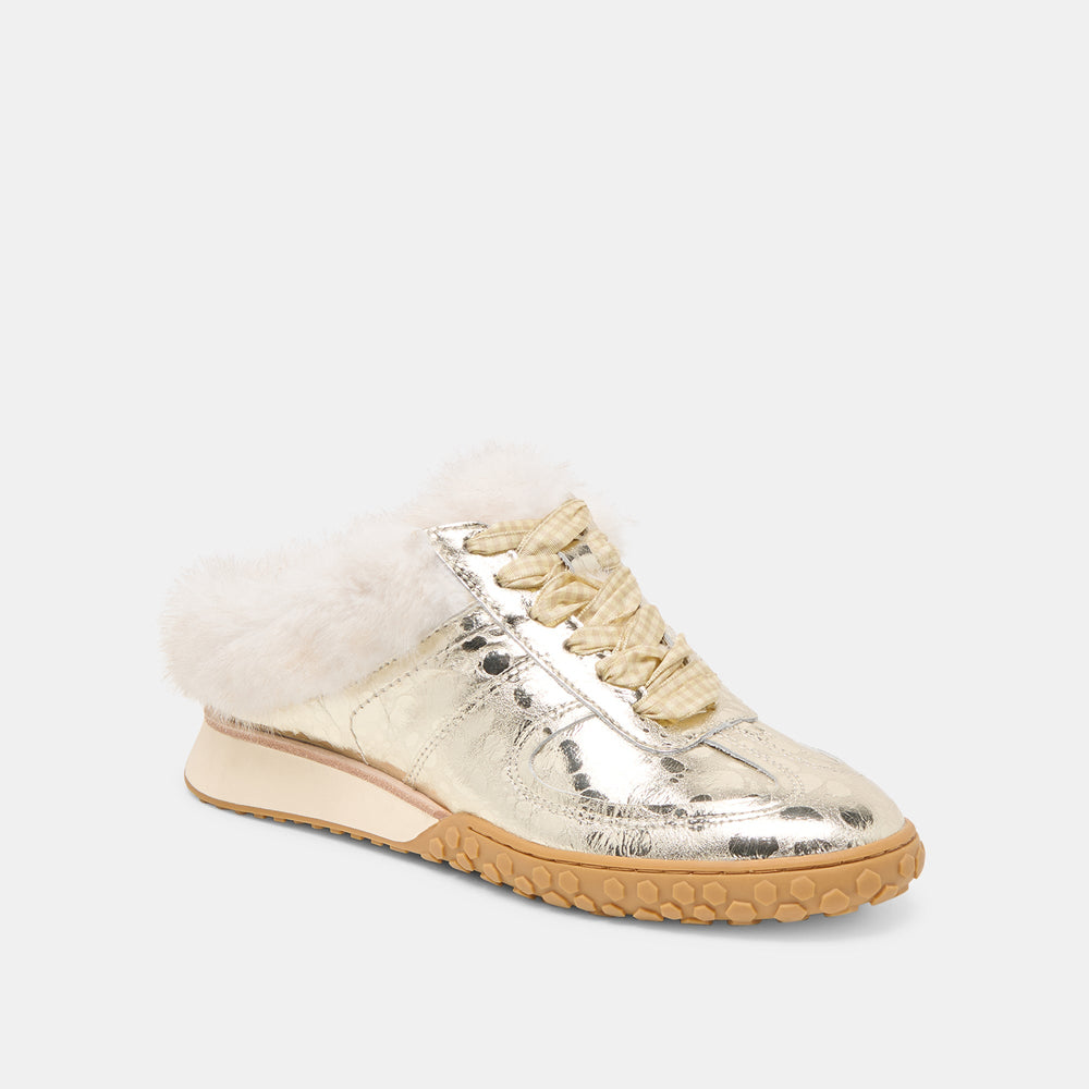 Izzey Plush Platinum Leather Sneakers / Dolce Vita