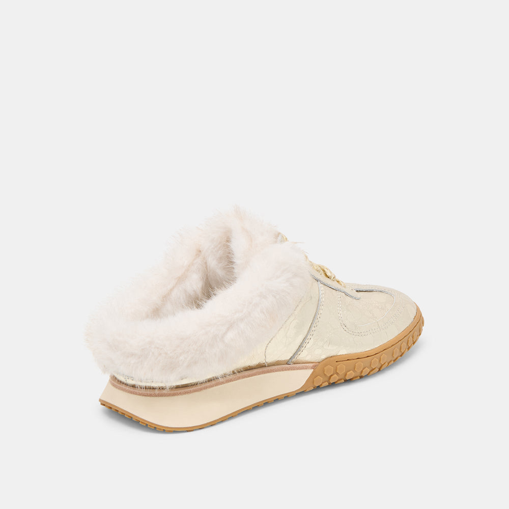 Izzey Plush Platinum Leather Sneakers / Dolce Vita