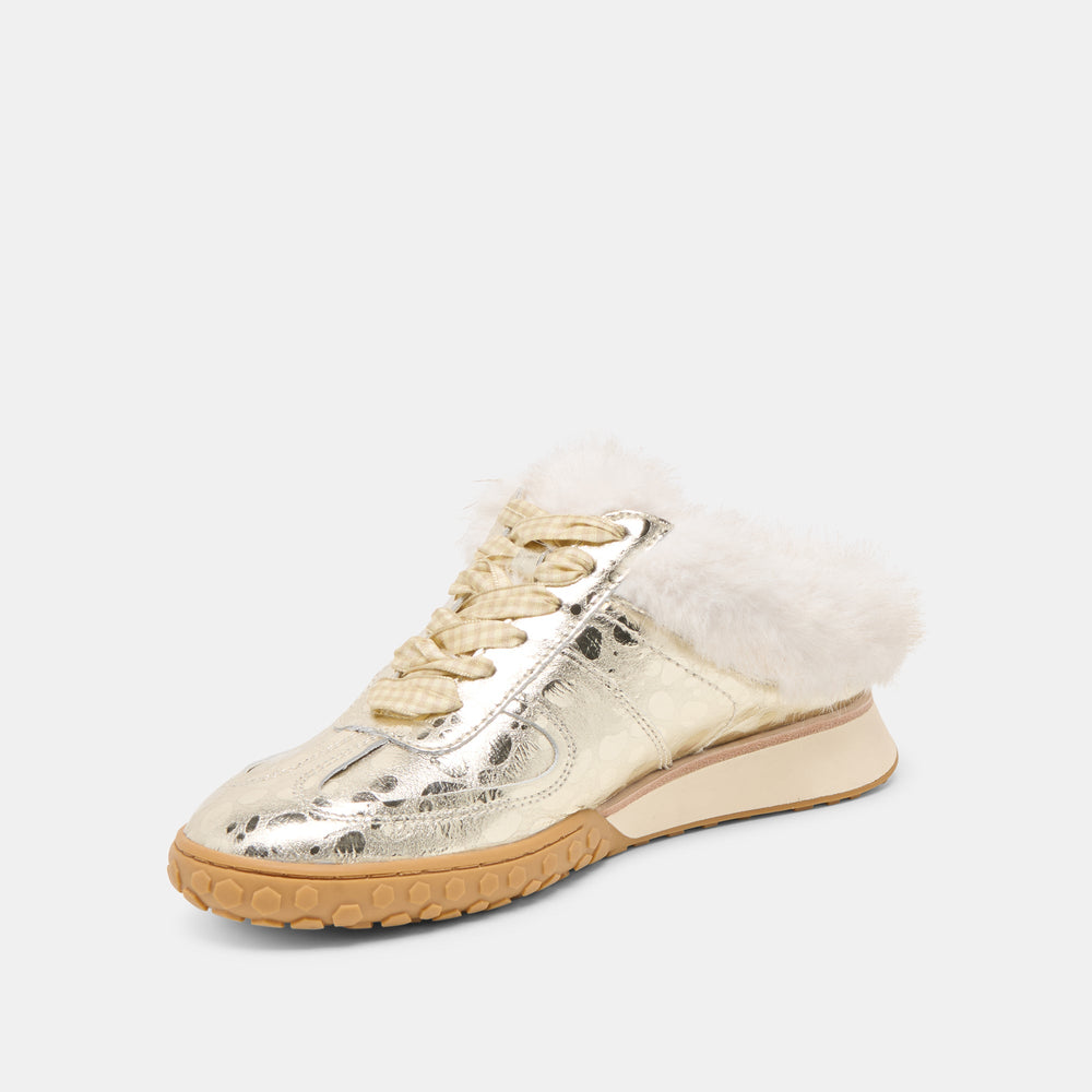 Izzey Plush Platinum Leather Sneakers / Dolce Vita