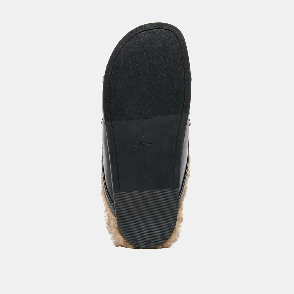 Jodero Plush Black Leather Flats / Dolce Vita