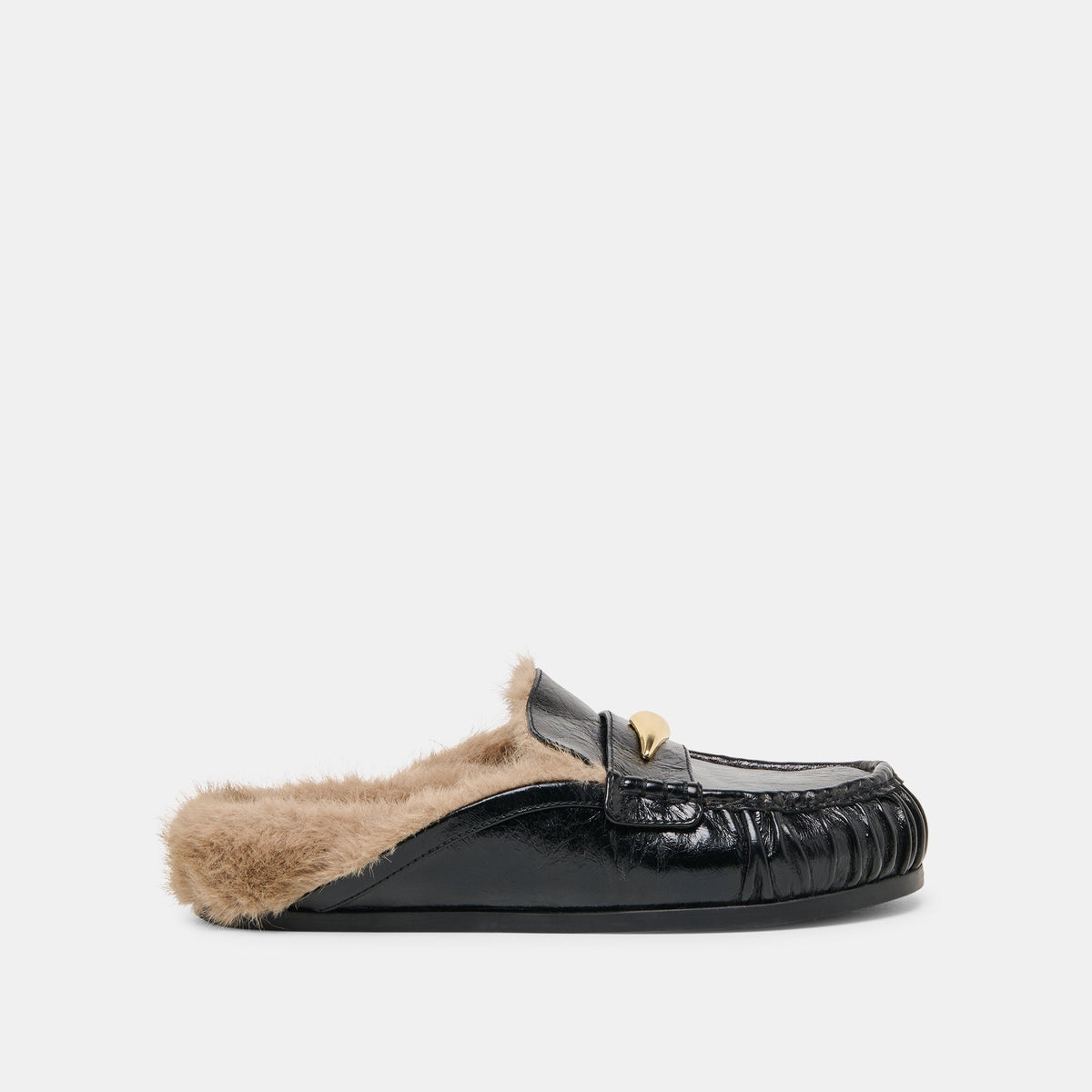 Jodero Plush Black Leather Flats / Dolce Vita