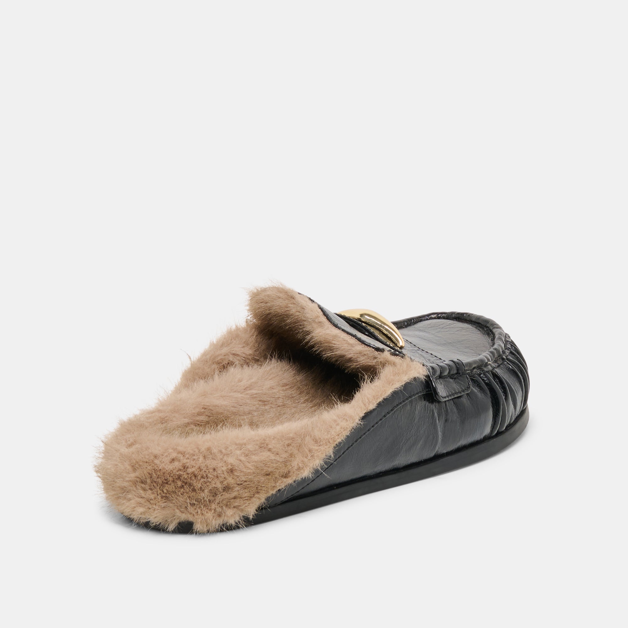 Jodero Plush Black Leather Flats / Dolce Vita