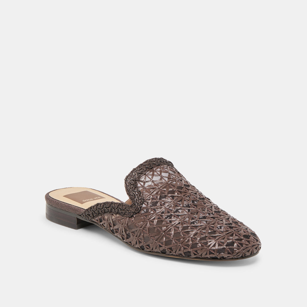 Kirt Chocolate Cross Hatch Raffia Flats / Dolce Vita