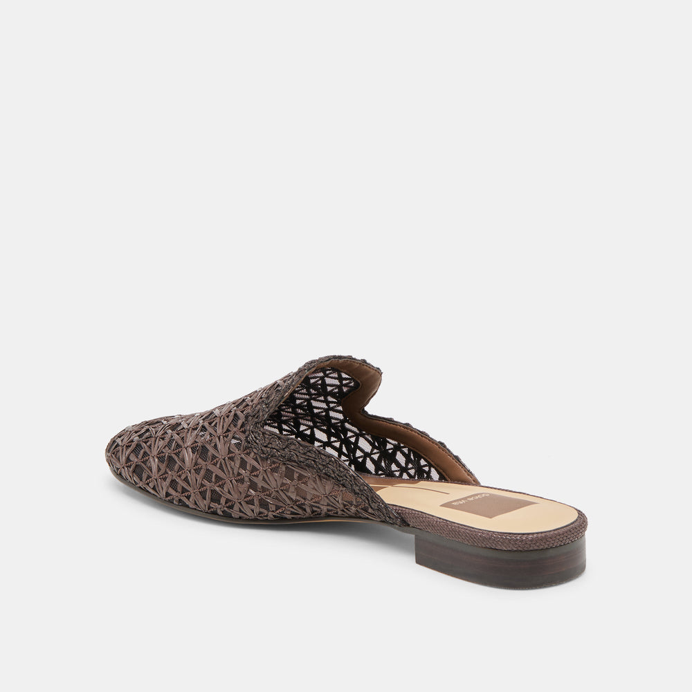 Kirt Chocolate Cross Hatch Raffia Flats / Dolce Vita