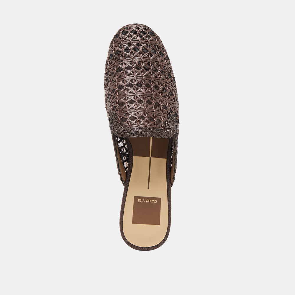Kirt Chocolate Cross Hatch Raffia Flats / Dolce Vita