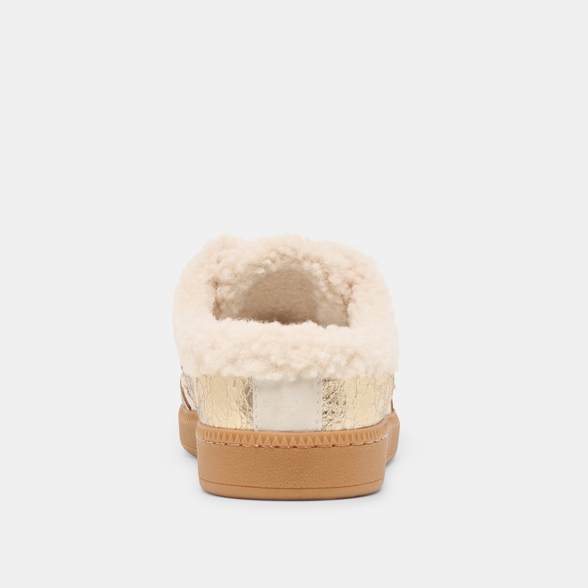 Notice Slide Plush Silver Gold Crackled Leather Sneakers / Dolce Vita