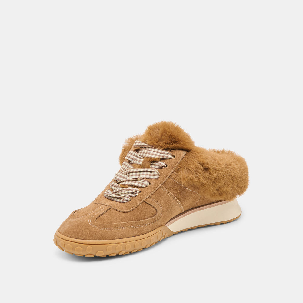 Izzey Plush Lt Brown Suede Sneakers / Dolce Vita