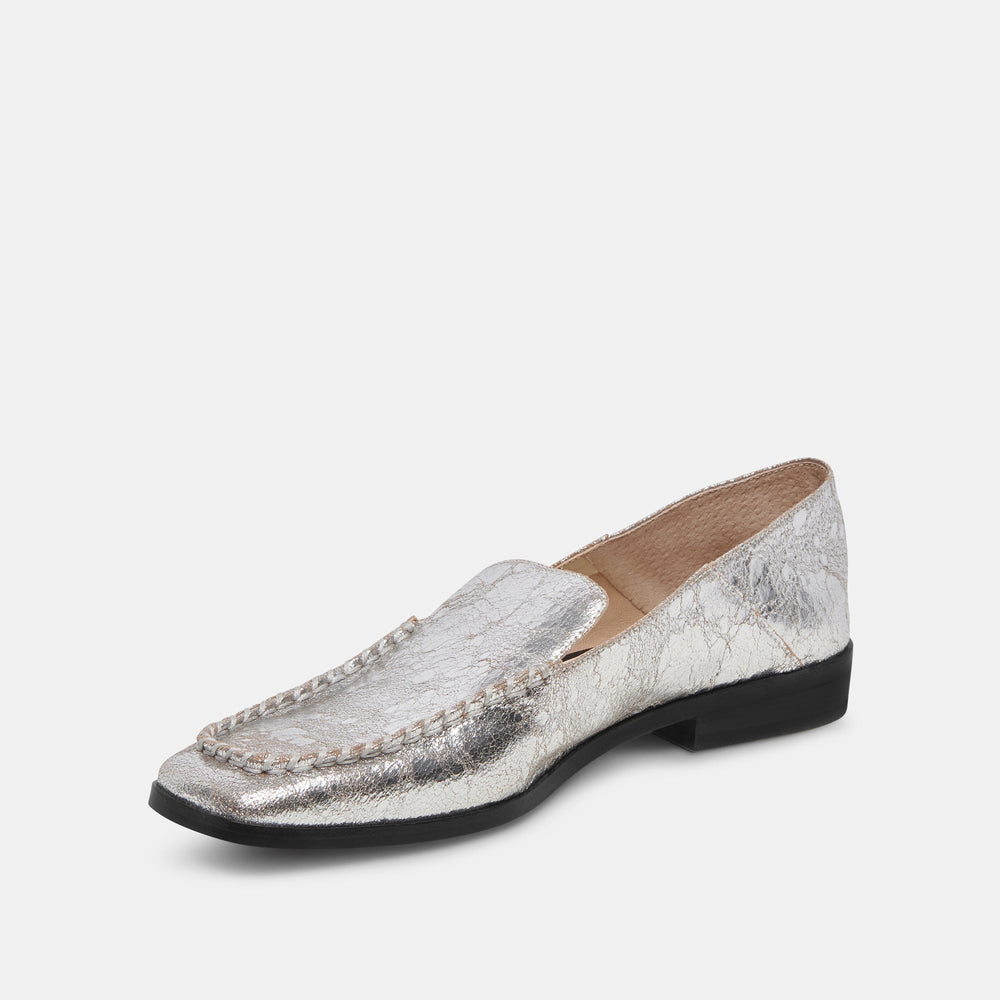 Beny Flats Silver Distressed Leather | Silver Leather Flats for Women
 – Dolce Vita / Dolce Vita