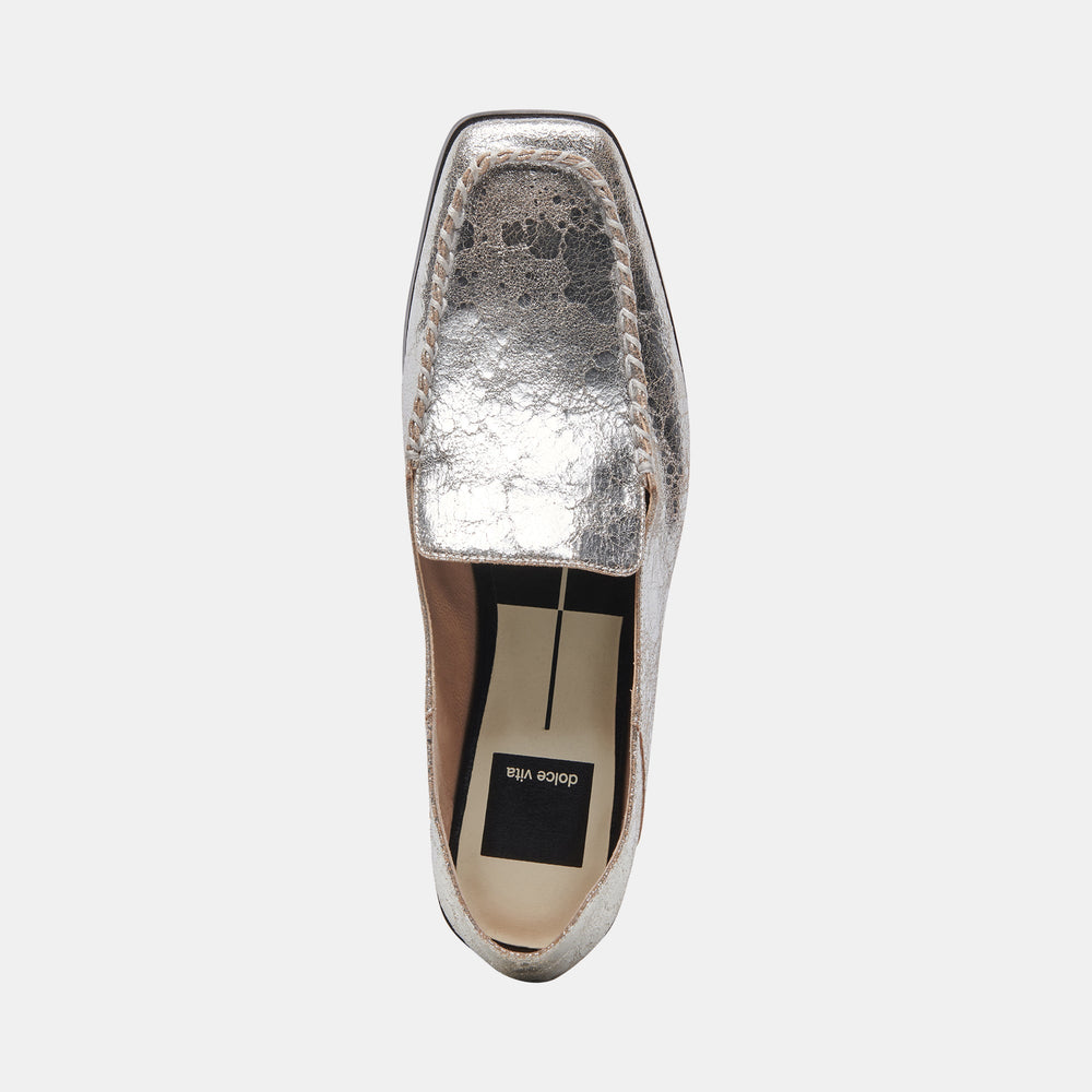 Beny Flats Silver Distressed Leather | Silver Leather Flats for Women
 – Dolce Vita / Dolce Vita