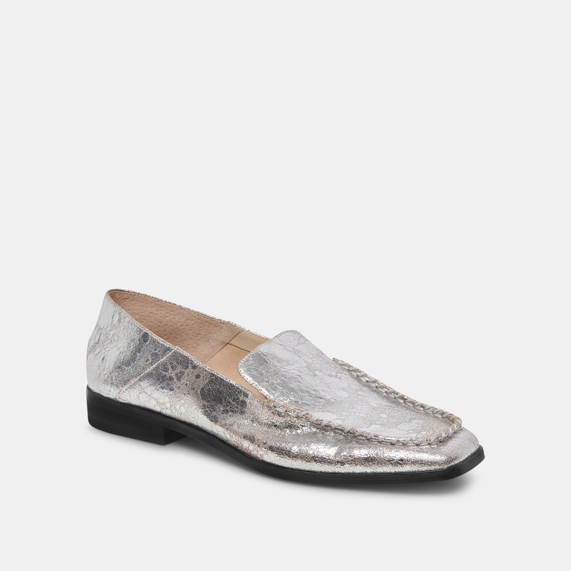 Beny Flats Silver Distressed Leather | Silver Leather Flats for Women
 – Dolce Vita / Dolce Vita