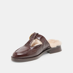 Harlah Plush Chocolate Leather Flats / Dolce Vita