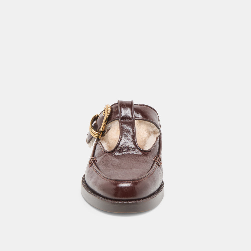 Harlah Plush Chocolate Leather Flats / Dolce Vita