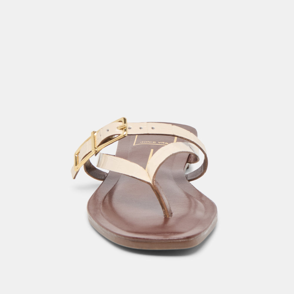 Piers Beige Croco Embossed Leather Sandals / Dolce Vita