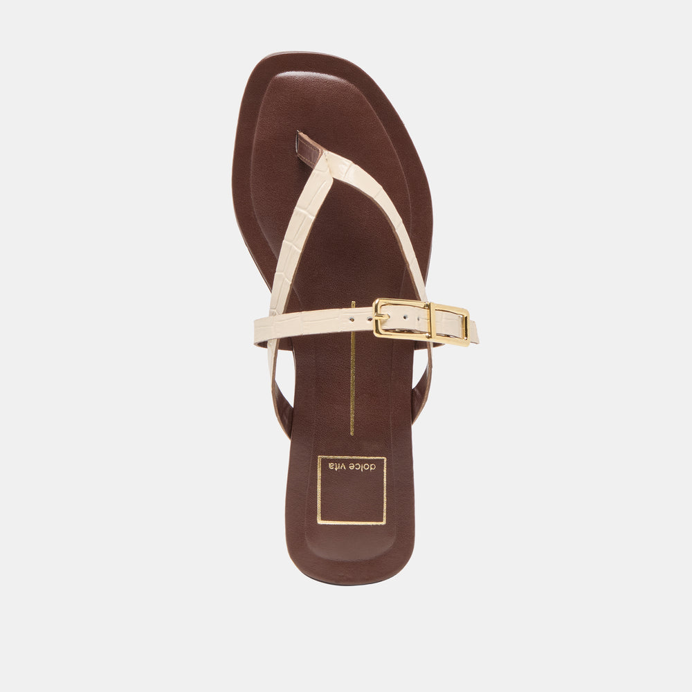 Piers Beige Croco Embossed Leather Sandals / Dolce Vita