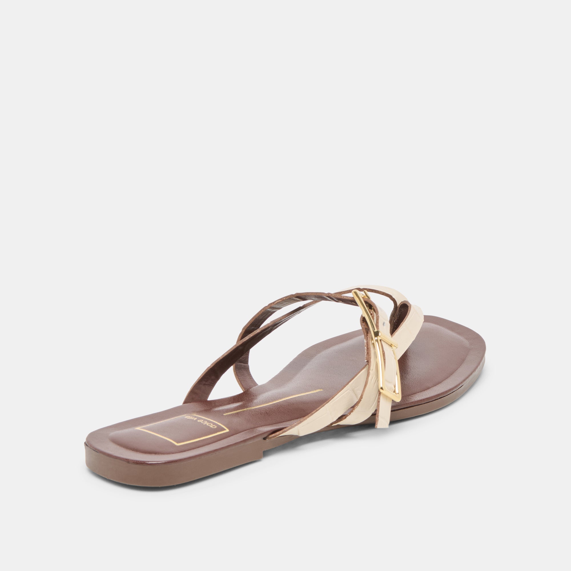 Piers Beige Croco Embossed Leather Sandals / Dolce Vita
