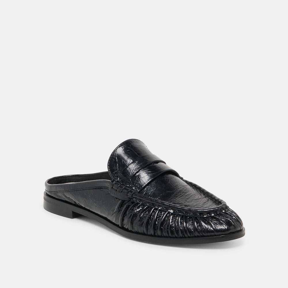 BETZY Midnight Crinkle Patent Closed-Toe Slip-On Loafers / Dolce Vita