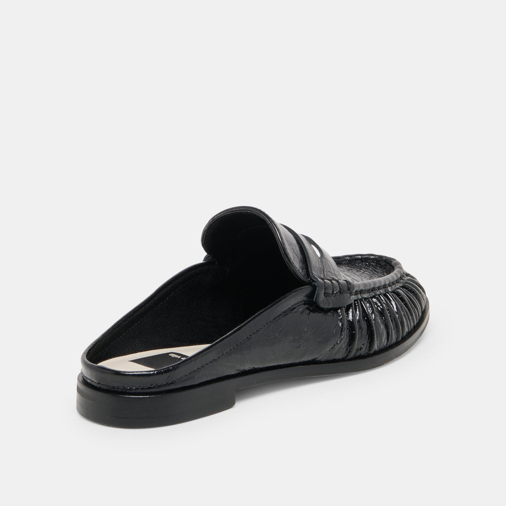 BETZY Midnight Crinkle Patent Closed-Toe Slip-On Loafers / Dolce Vita