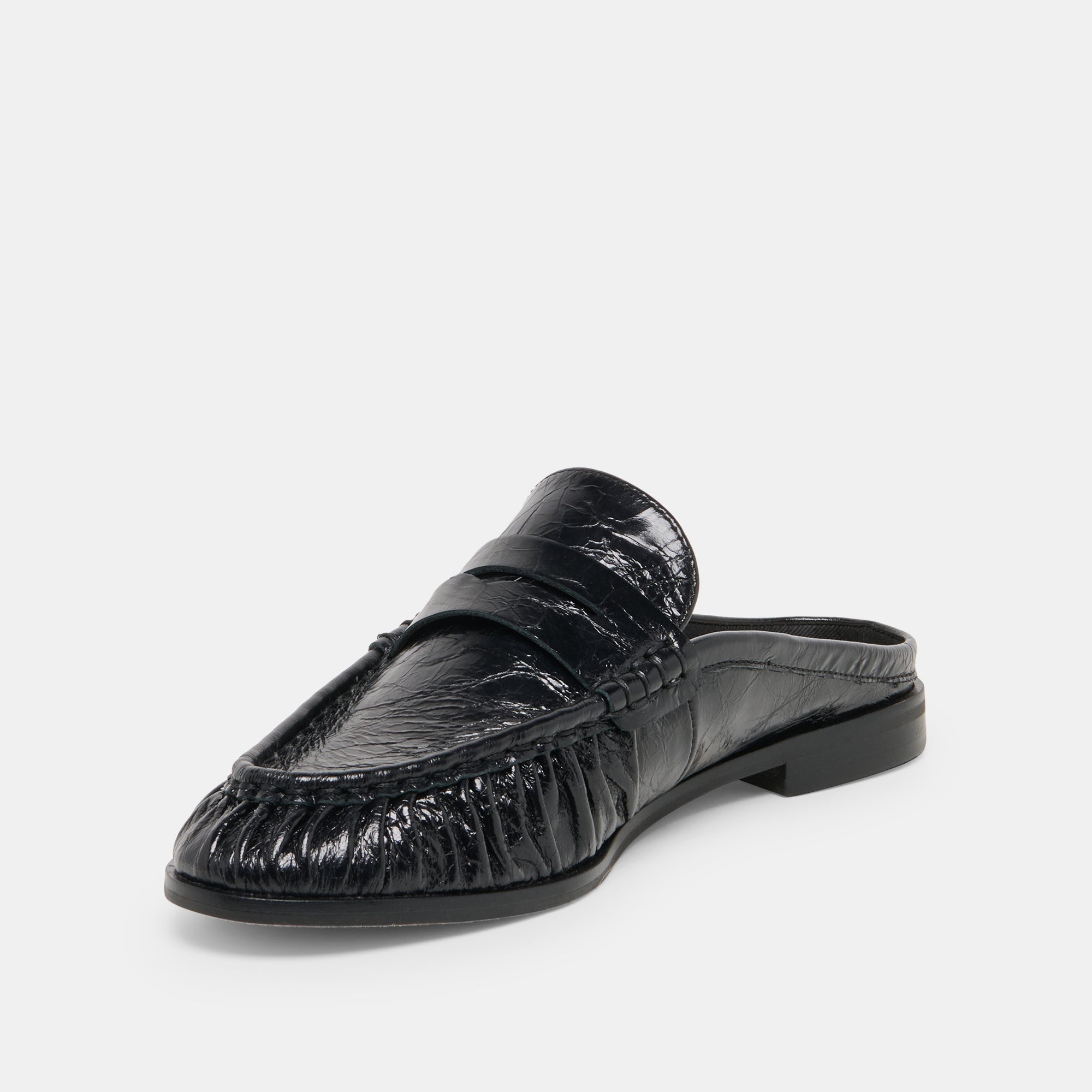 BETZY Midnight Crinkle Patent Closed-Toe Slip-On Loafers / Dolce Vita