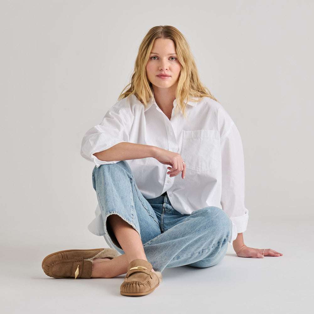 Jodero Plush Mushroom Suede Flats / Dolce Vita