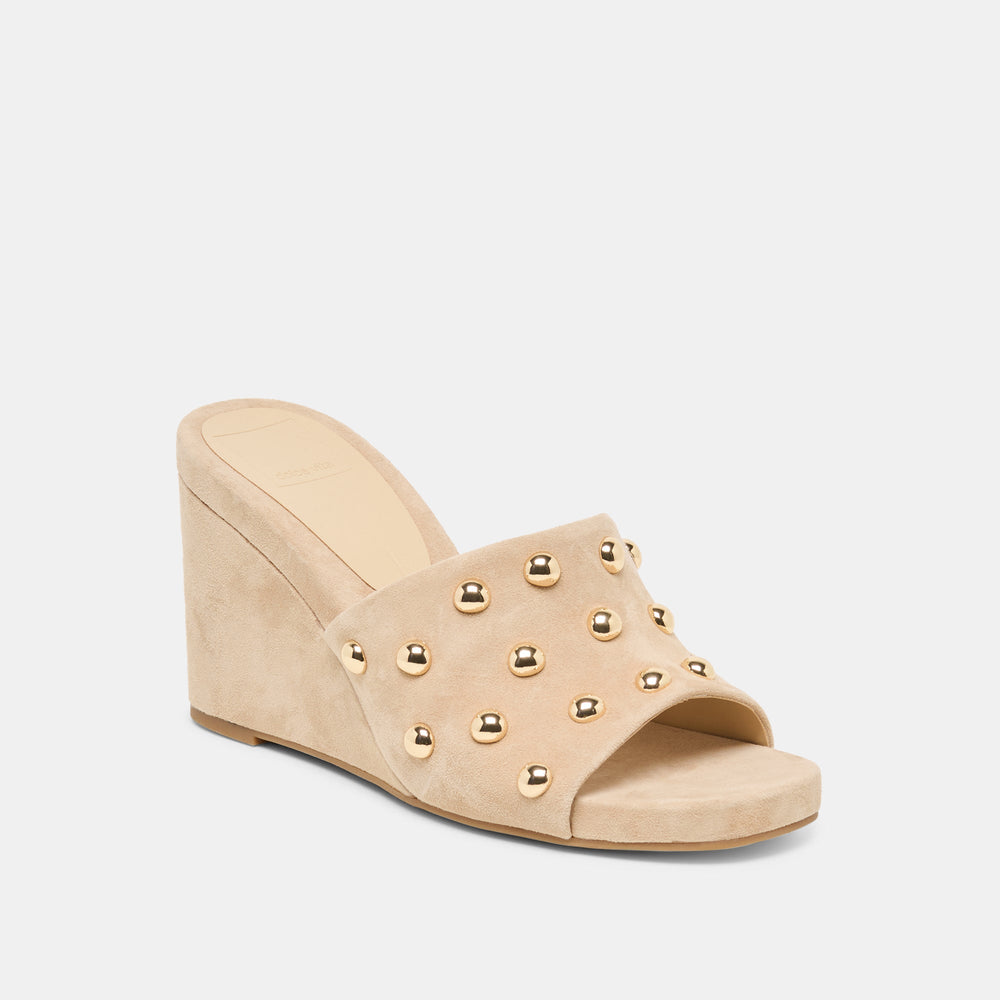 Holta Stud Camel Suede Wedges / Dolce Vita