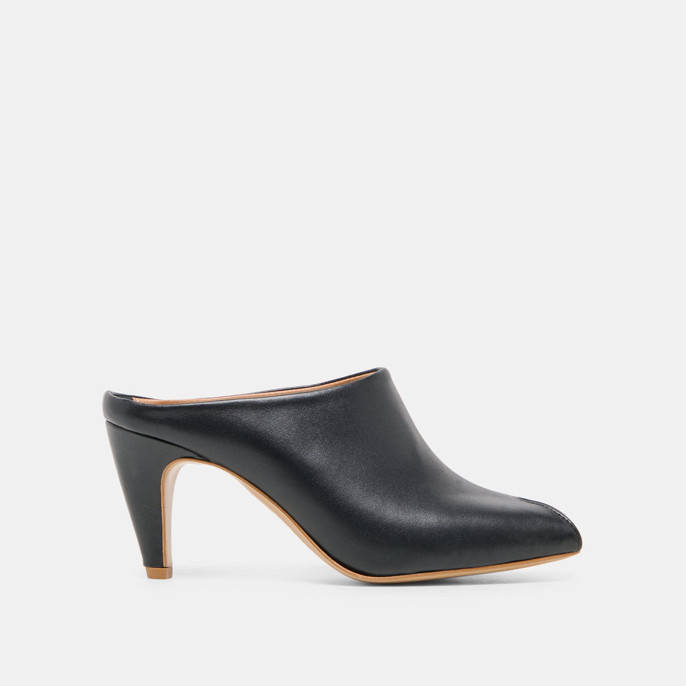 MERY Black Leather Peep-Toe Heels / Dolce Vita