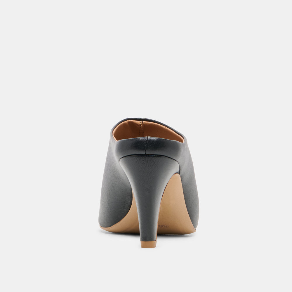 MERY Black Leather Peep-Toe Heels / Dolce Vita
