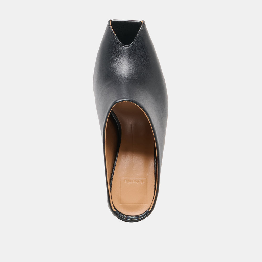 MERY Black Leather Peep-Toe Heels / Dolce Vita