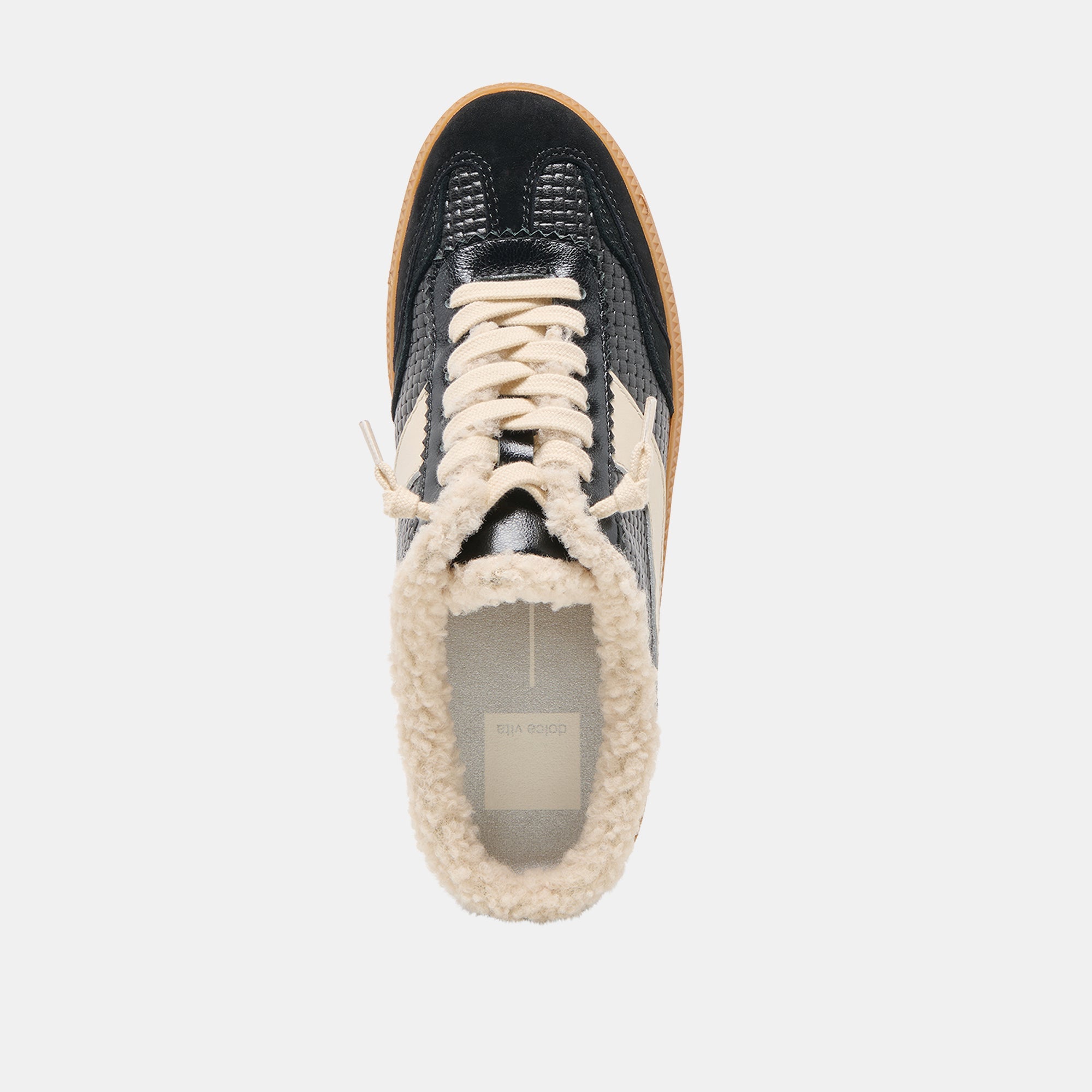 Notice Slide Plush Black Woven Leather Sneakers / Dolce Vita